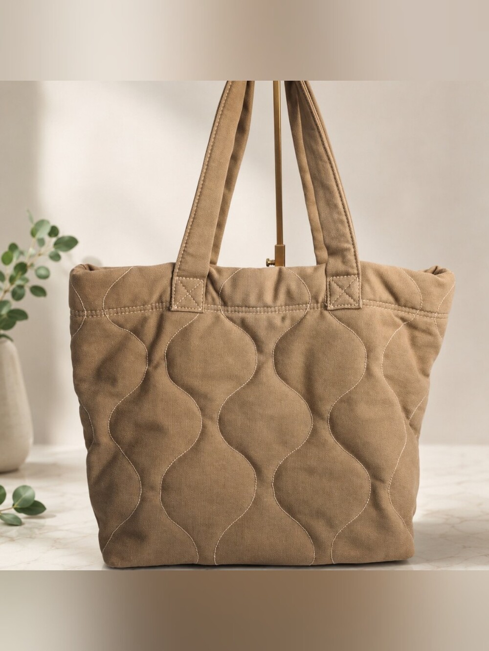 Madewell Canvas Transport Tote Quilted Edition Acorn Khaki Large
